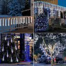 Christmas Decoration Outdoors- 32 Tubes (Equivalent to 4 Sets of 8-Tubes) Meteor Shower Rain Lights, White Falling Rain Lights for Christmas Decor Xmas Tree Halloween Yard Wedding Party, UL Plug by GreenHaven Gardens