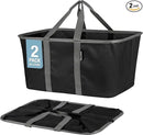 CleverMade Collapsible Laundry Tote - Midnight Black Shadow Gray 2-Pack 50L - Foldable Storage Organization Container for Clothes Laundry Room Storage by CozyNest Decor