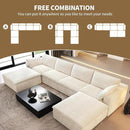 157.5" U Shaped Modern Sofa Modular Sectional Cloud Couch with 2 Ottoman,Deep Seat Upholstered Couches with Corduroy Fabric for Living Room Furniture,Bedroom and Apartment,No Assembly Required,White by CozyNest Decor