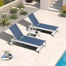 PURPLE LEAF Outdoor Chaise Lounge Set of 4 White Aluminum Lounge Chair Outdoor with Wheels Five-Position Adjustable Patio Lounge Chair for Pool Deck Yard, Indigo by GreenHaven Gardens