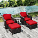 Joyside Wicker Patio Furniture Sets, 5 Pieces Upgraded Large Size Outdoor Furniture with Swivel Rocking Patio Chairs, Outdoor Ottoman and Side Table, Thick Cushions, Wide Armrest by GreenHaven Gardens