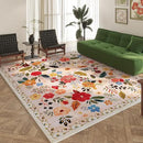 Living Room Rug 6x9 Rug Machine Washable Boho Area Rug Non Slip Floral Vintage Low Pile Large Rug for Living Room, Bedroom, Farmhouse, Dining Room, Kids Playroom(Beige) by CozyNest Decor