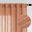 MYSKY HOME Orange Curtains for Bedroom, Short Curtains for Small Window, Boho Semi Sheer 2 Panel Set, Linen Style Texture for Closet/Kitchen, 50"x63", Burnt Orange by CozyNest Decor