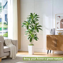 Artificial Dracaena Tree Artificial Silk Tree Faux Tree Fake Tropical Yucca Floor Plant with White Tall Planter (1, White Tall Planter, 6FT) by CozyNest Decor