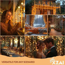 XZAI Solar Icicle String Lights 800LED 50FT Warm White Remote Connectable 2400mAh USB Rechargeable 8 Modes Timer Dimmable IP65 Waterproof Twinkle for Outdoor Christmas & Wedding & Party Decors by GreenHaven Gardens