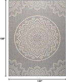 CAMILSON Outdoor Rug 10x14 Modern Area Rugs for Large Indoor and Outdoor Patios and Porches - Waterproof Washable Non-Shedding Easy-to-Clean Outside Carpet (10 x 14, Medallion - Grey/White) by CozyNest Decor
