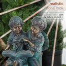 Alpine Corporation 15" Tall Indoor/Outdoor Girl and Boy Reading Together Statue Yard Art Decoration by GreenHaven Gardens