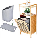Prosumer’s Choice Bamboo Tilt-Out Laundry Hamper with 2-Tier Storage Shelves – Freestanding Clothes Hamper with Removable Liner, Space-Saving Design for Bathroom or Bedroom – 15.5”L x 11.8”W x 37.4”H by CozyNest Decor