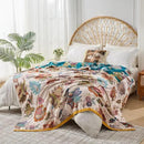 Boho Throw Blanket Reversible Muslin Bohemian Tapestry, Flower Decorated Bohemian Sofa Blanket, Lightweight Breathable 100% Cotton Throw Blanket, Chair Blanket, 50"x60" by CozyNest Decor