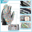NEW TILAMI Kids 18 inch Rolling Backpack - Durable Waterproof Large Capacity Adjustable Handle Stair Climbing Design for Boys & Girls, Cats Cute by TinyTreasures Baby Boutique