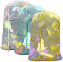 Mesh Laundry Bags, 24" x 36", Heavy Duty with Reinforced Handles, Foldable & Portable, Drawstring Closure, 3-Pack, Mixed Colors by TinyTreasures Baby Boutique