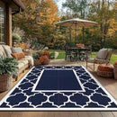 GENIMO 5' x 8' Outdoor Rug Waterproof for Patio Fall Decor, Foldable Reversible Plastic Straw Area Rugs Mat for Camper, Outside Carpet for Rv, Deck, Porch, Picnic, Beach, Balcony, Blue & White by CozyNest Decor