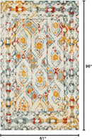 Unique Loom Rosso Collection Vintage, Geometric, Bohemian, Traditional, Distressed, Southwestern Area Rug, 5' 0" x 8' 0", Multi/Ivory by CozyNest Decor
