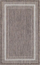 Unique Loom Outdoor Border Collection Area Rug - Soft Border (3' 3" x 5' 3" Rectangle Brown/Ivory) by GreenHaven Gardens