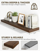 Marsmiles 39" Floating Shelves for Wall, Wooden Shelves with Invisible Brackets Set of 2, Rustic Farmhouse Wall Mounted Shelf for Kitchen Bathroom Living Room Study, Walnut by CozyNest Decor