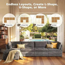 Modular Sectional Sofa, 130.7" L Shaped Couch Set for Living Room, 4-Seater Comfy Cloud Couches with Movable Ottoman, DIY Combination, Plush Corduroy, Gray by CozyNest Decor
