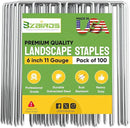 USA Made 100 Pack Landscape Staples 6 inch 11 Gauge Garden Stakes Galvanized Landscape Fabric Pins | Metal Stakes for Ground Cover Holding Fence Christmas Decorations Irrigation Tubing by GreenHaven Gardens