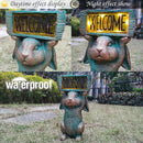 Rabbit Solar Welcome Garden Statues Outdoor Décor-Rabbit Figurines Solar LED Light Lawn Ornaments - Yard Decorations for Patio, Balcony, Backyard -Unique House Warming Gifts for Mom by CozyNest Decor