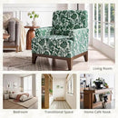 Floral Accent Armchair, Retro Wingback Upholstered Armchair with Wide Dipped Back Design and Wooden Legs, High Back Armchair, Leisure Single Sofa Chair for Living Room, Bedroom, Balcony, Green by CozyNest Decor