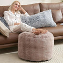 Round Pouf Ottoman 26 * 18" Small Ottoman Foot Rest Pouf Brown Foot Stools for Living Room Comfortable and Dirt Resistant Poofs/Ottomans Furniture Round Ottomans Floor Poufs for Home Decor by CozyNest Decor