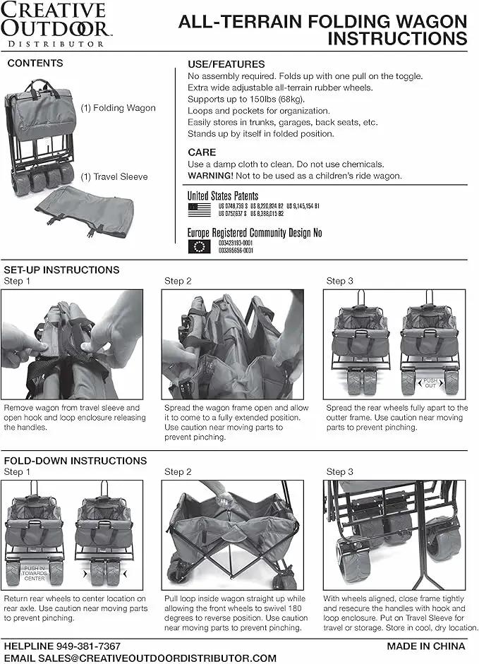 Creative Outdoor Original Folding Wagon All-Terrain Wheels, photo 11 of 11