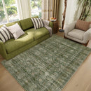 Washable 4x6 Rugs for Living Room, Boho Non-Slip Silicone Backing Small Rugs for Bedroom Nursery Office, 0.3" Neutral Oriental Throw Carpet with 0.16" Cushioning Pad, Grass Green/Multi by TinyTreasures Baby Boutique