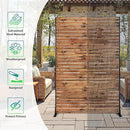 Metal Privacy Screen, 72" H×47" W Outdoor Privacy Screen, Freestanding Decorative Privacy Screen for Deck Balcony Patio, Natural Wood Brown by GreenHaven Gardens