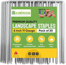 USA Made 20 Pack Landscape Staples 6 inch 11 Gauge Garden Stakes Galvanized Steel | Yard Stakes for Decorations Weed Barrier Fabric | Ground Stakes for Gardening | Fence Stakes Landscape Pins by GreenHaven Gardens