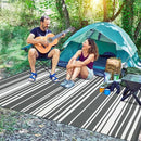 Outdoor Plastic Straw Rug 9x18 Waterproof Outside Rug, Large Modern Striped Reversible Floor Mats, Foldable & Lightweight Camping Carpet for Patio, Porch, Deck, Backyard, Balcony, Grey by CozyNest Decor