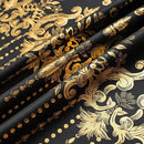 Grommets Blackout Long Window Curtains Black Gold-52W*84L 2PCS Drapes for Bedroom by CozyNest Decor