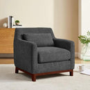 Extra Deep Accent Chair, Comfy Fabric Armchair with Wood Base, Upholstered Single Sofa Chair for Living Room & Bedroom, Boucle Dark Gray by CozyNest Decor