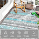 GAOMON Reversible Outdoor Rug 9'x18' Waterproof Plastic Straw Rug, Patio Rug, Large Modern Area Rug Carpet, Indoor Outdoor Rugs for Camping, Porch, Deck, Balcony, Backyard, Blue/Grey(Bohemia) by CozyNest Decor