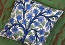 Blue Tree of Life Pillow Cover Indigo Plant Floral Pillowcase Needlepoint Botanical Flower Suzani Cushions Traditional Boho Modern Floral Cushion Wool Size - 18x18 by CozyNest Decor