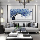 Large Wall Art for Living Room Bedroom Home Office Blue Tree of Life Wall Art Floral Picture Framed Wall Decor Modern Canvas Prints 24x48 In by CozyNest Decor
