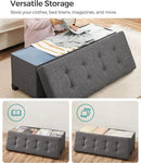 SONGMICS Storage Ottoman Bench, Foldable Foot Rest with Legs, 15 x 43 x 15.7 Inches, End of Bed Bench, Storage Chest, Load up to 660 lb, for Living Room, Bedroom, Entryway, Slate Gray ULSF018G01 by CozyNest Decor