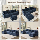 142.5" U Shaped Couch, Modular Sectional Sofa, 3-Seater Comfy Cloud Couch with Movable Ottoman, Deep Seat Couches for Living Room, Chenille, Navy by CozyNest Decor