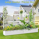 Metal Raised Garden Bed, Trellis Planters Bed with Drainage Holes for Climbing Plants, Vegetables Outdoor Privacy Screen with Planter Box 73"x47"x16", White by GreenHaven Gardens