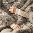 Luxury Faux Fur Throw Blanket, Soft Fluffy Faux Mink Blankets for Bed, Couch, Sofa, Thick Cozy Plush Warm Fur Throws with Reversible Velvet, Natural Mink, 50"x60" by CozyNest Decor