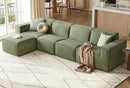 LINSY HOME Modular Sectional Sofa, 134" Boneless Couch L Shaped 4-Seat Sofa with Movable Ottoman, Corduroy Sectional Cloud Couches for Living Room, No Assembly Required, Green by CozyNest Decor