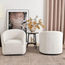 KINWELL 32" Wide Modern Boucle Swivel Barrel Chairs Set of 2, No Assembly Round Upholstered Swivel Accent Armchairs for Living Room, Bedroom (White) by CozyNest Decor
