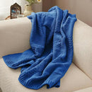 Amélie Home Chenille Knit Throw Blanket for Couch, Checkered Texture Decorative Soft Blanket for Sofa, Bed & Living Room, 50"x60", Blue by CozyNest Decor