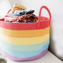 OrganiHaus Large Blanket Basket for Living Room 20x13, Rainbow Rope Basket for Classroom Organization, Toy Storage Basket, Woven Kids Laundry Basket, Baby Toy Box, Cute Storage Basket, Nursery Hamper by TinyTreasures Baby Boutique