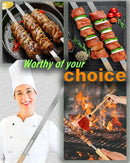 27 Inch Extra Long 1 Inch Wide Kabob Skewers for Grilling, Premium 304 Stainless Steel Barbecue Skewer with Wood Handle,Metal Flat Kebab Skewers include 8PCS BBQ Skewer,1PCS Grill Mop Brush by GreenHaven Gardens