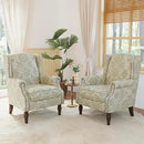 Lumibee Wingback Accent Chair, 2 Set High Back Floral Armchairs in Fabric,Comfy Upholstered Reading Single Sofa Chairs with Solid Wood Legs for Living Room,Bedroom,Office-White by CozyNest Decor