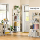 5 Tiers Shelf Metal Storage Shelves Wire Rack Closet Organizers with Wheel for Garage Kitchen Bathroom Laundry Chrome 11.8" D x 17.7" W x 55" H by CozyNest Decor