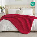 Carriediosa Chunky Knit Throw Blanket 60" X 80" Twin, 100% Hand Made Large Chenille Loop Yarn Soft Fluffy Throws for Couch Sofa Bed, Big Crochet Cozy Heavy Thick Cable Woven Blankets, Red by CozyNest Decor