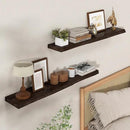 Axeman 40 inch Floating Shelves for Wall - 8'' D Live Edge Rustic Solid Elm Wood Floating Shelves Wall Mounted, Wall Shelves with Invisible Bracket for Living Room Bedroom Kitchen, Set of 1 Walnut by CozyNest Decor