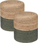 REDEARTH · Cylindrical Pouf Foot Stool Ottoman - Jute Braided Pouffe Poof Accent Sitting Footrest for The Living Room, Bedroom, Nursery, Patio, Lounge - Set of 2 (14.5”x14.5”x16”; Natural Olive) by CozyNest Decor