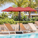 Vongrasig 15FT Large Patio Umbrella with Base Included, Outdoor Double sided Umbrellas with Crank Handle, Rectangle Table Umbrella for Pool Lawn Garden Market by GreenHaven Gardens