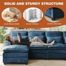 113" Oversized Cloud Couch, U Shape Sectional 4 Seat Sofa with Double Chaises, 2 Layer Cusions, Deep Seat Comfy Sofa, Upholstery Chenille Fabric for Living Room, Blue by CozyNest Decor
